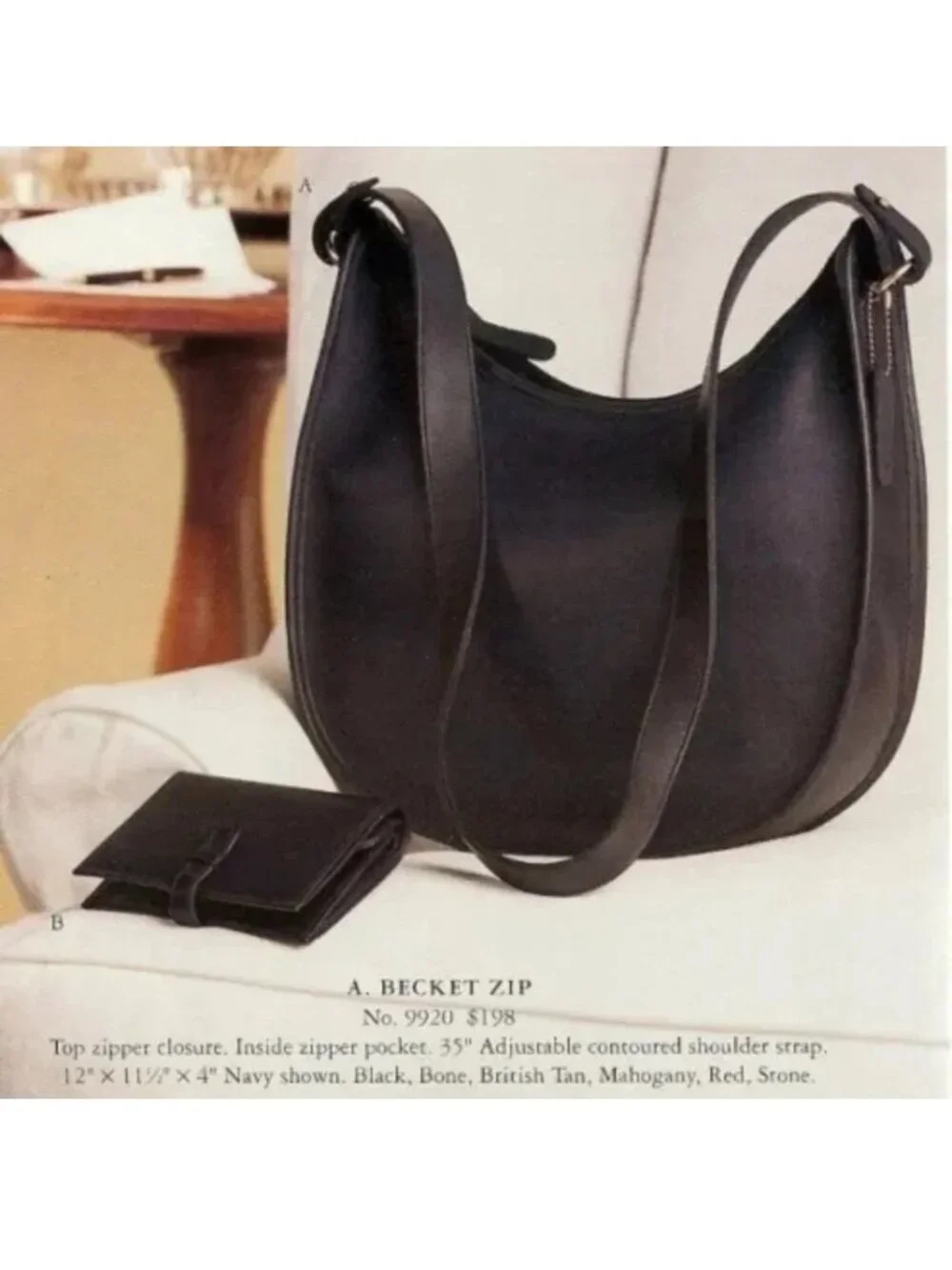 COACH Vintage Large Becket Zip Black Leather Crescent Shoulder Bag Purse 9920